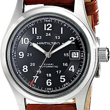 Hamilton Mens Khaki Field Black Dial Brown Leather Strap.jpg