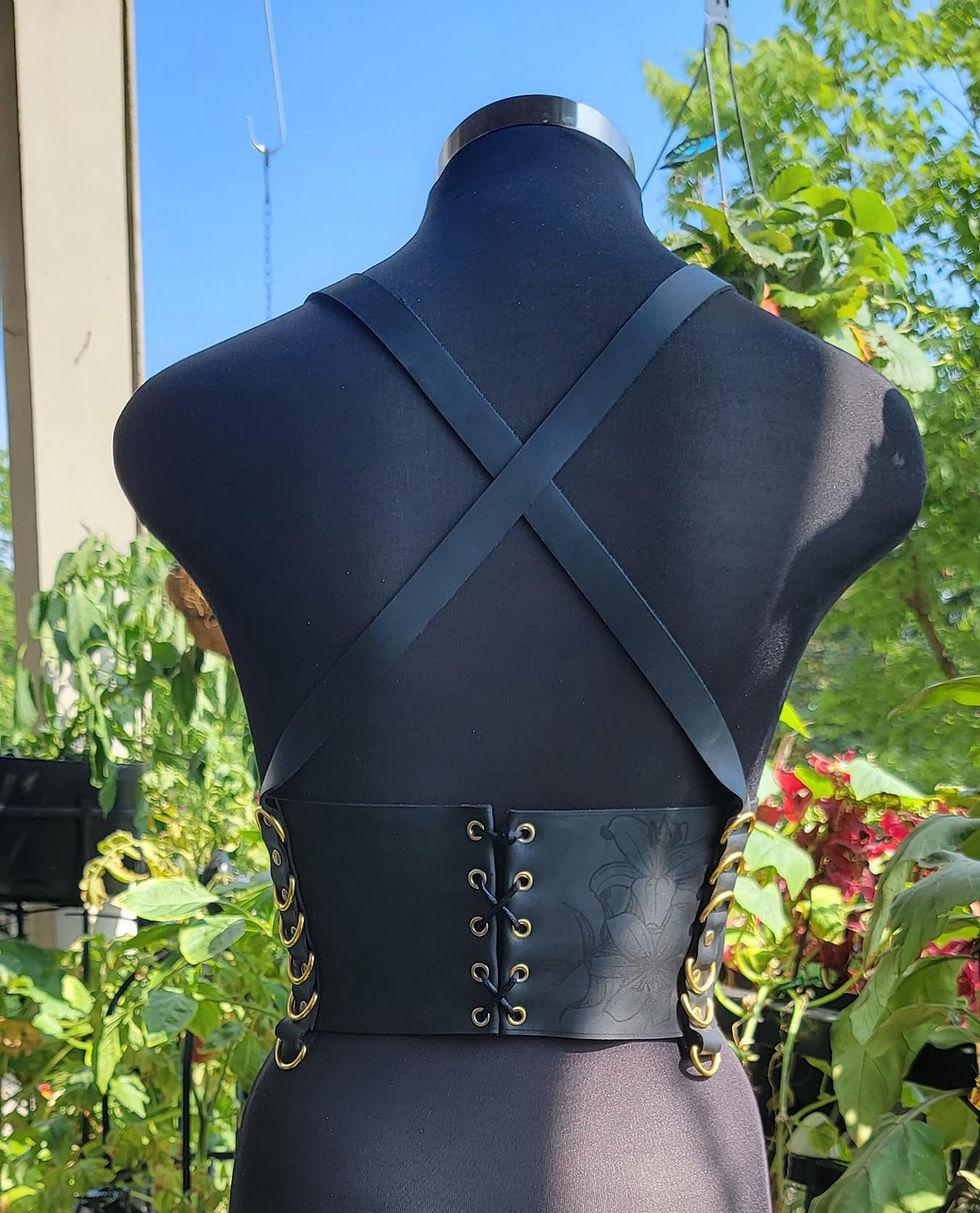 Thumbnail: Laser Engraved Leather Underbust Corset
