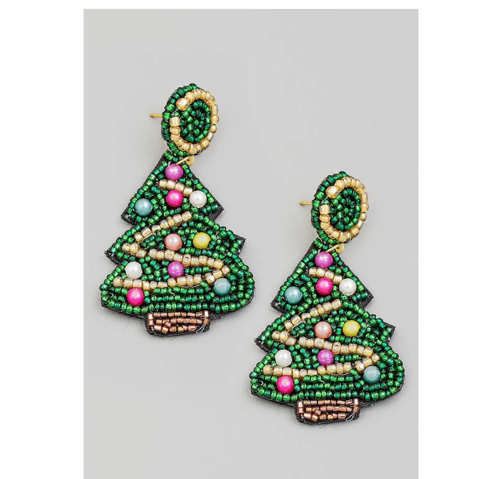 Multicolor beaded Christmas tree earrings 