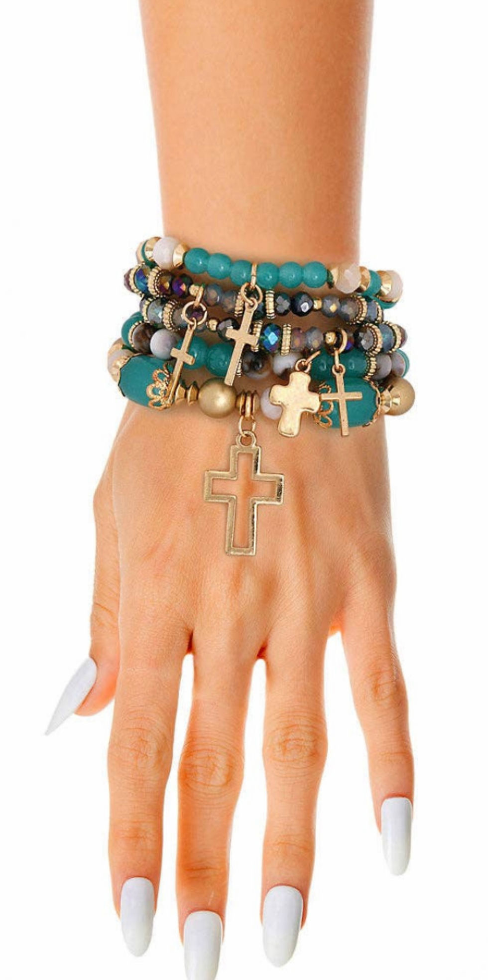 Beautiful Multi Color Cross Stretch Bracelet Set