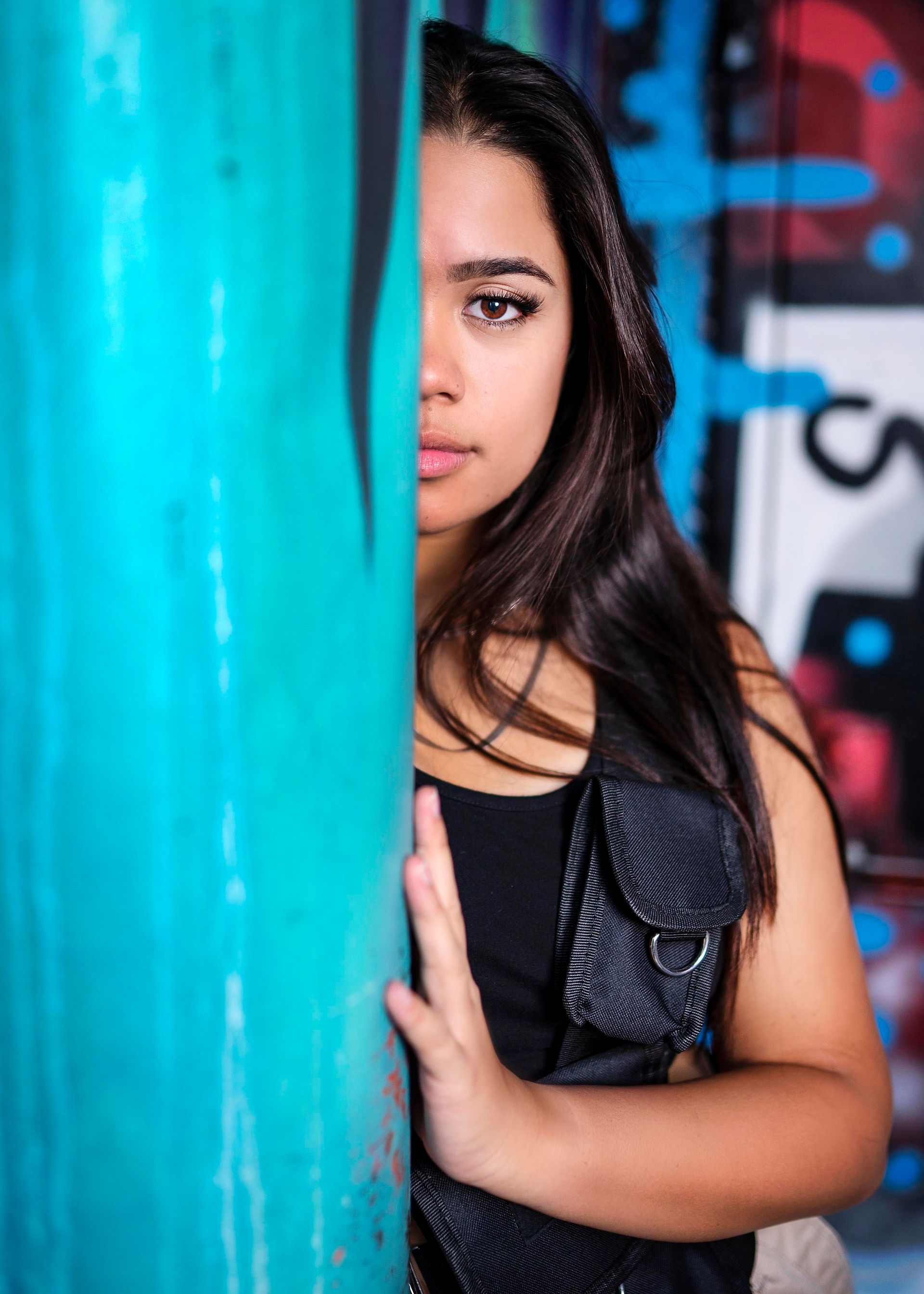 senior girl with street art