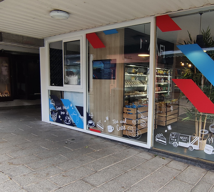 Commercial aluminium sliding Coffee & ice cream serving hatch, fitted in a Winchester coffee shop.jpg