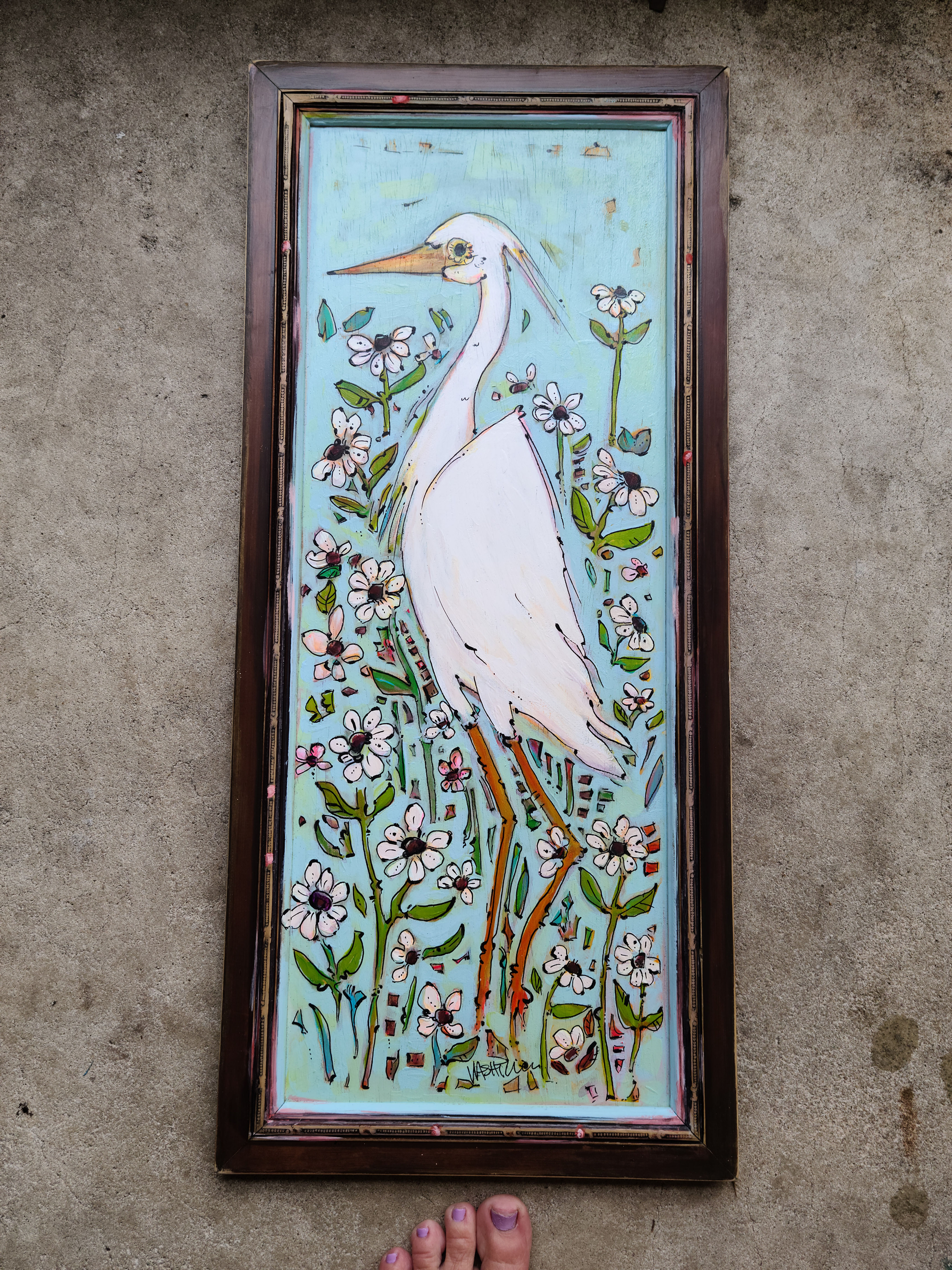 White Heron Daisy Garden (Reclaimed Frame)