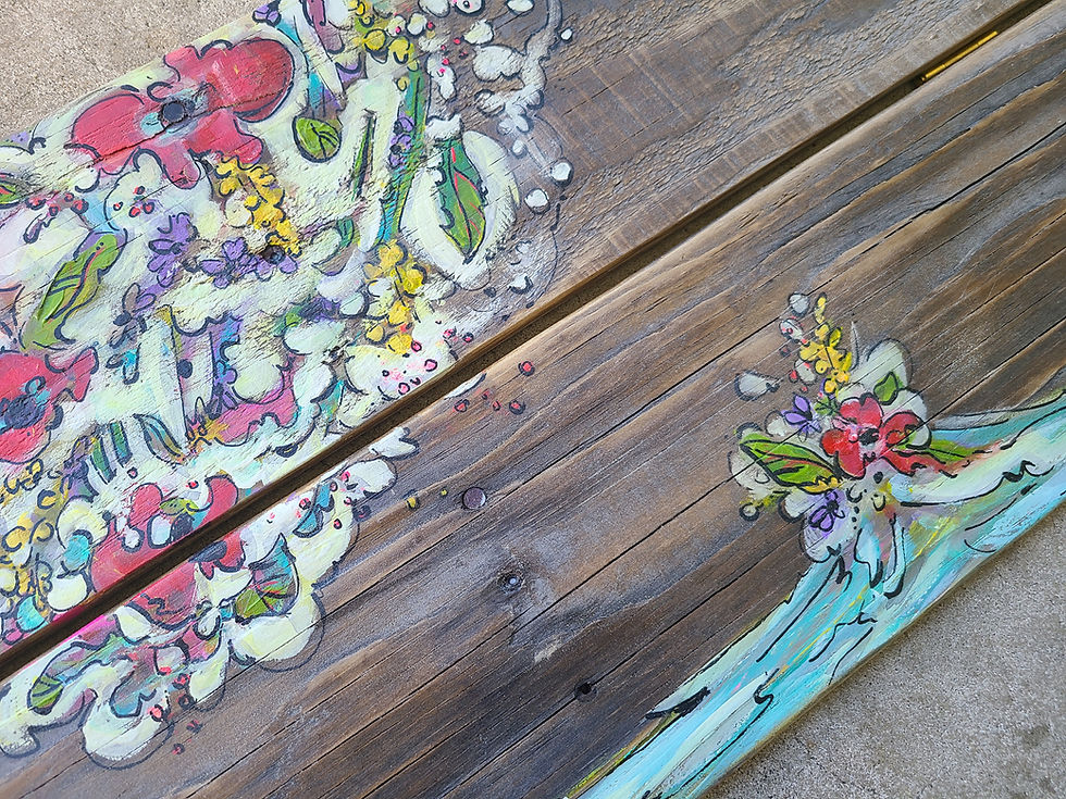 Thumbnail: Poppy Bouquet Wave on Shipping Pallet Boards