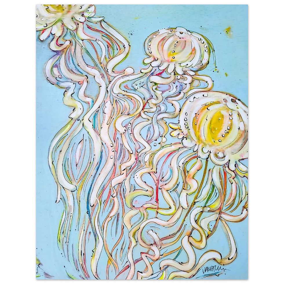 Thumbnail: Jellyfish Coastal Art Print - Premium Matte Poster