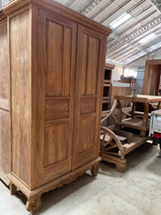 Tall reclaimed teak wardrobe cabinet handcrafted from recycled Indonesian teak furniture.