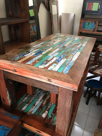 Artisan recycled boat wood dining table