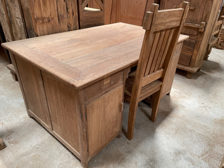 desk and chair made from reclaimed Teak furniture 