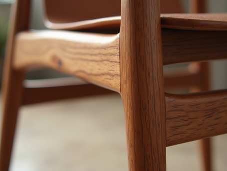Close up of teak dining chair