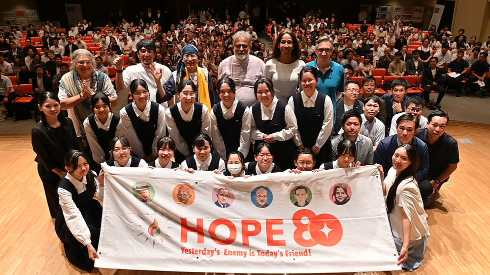 The HOPE80 delegation is welcomed by over 450 people at the Nagasaki Memorial Peace Hall on September 19, 2025.