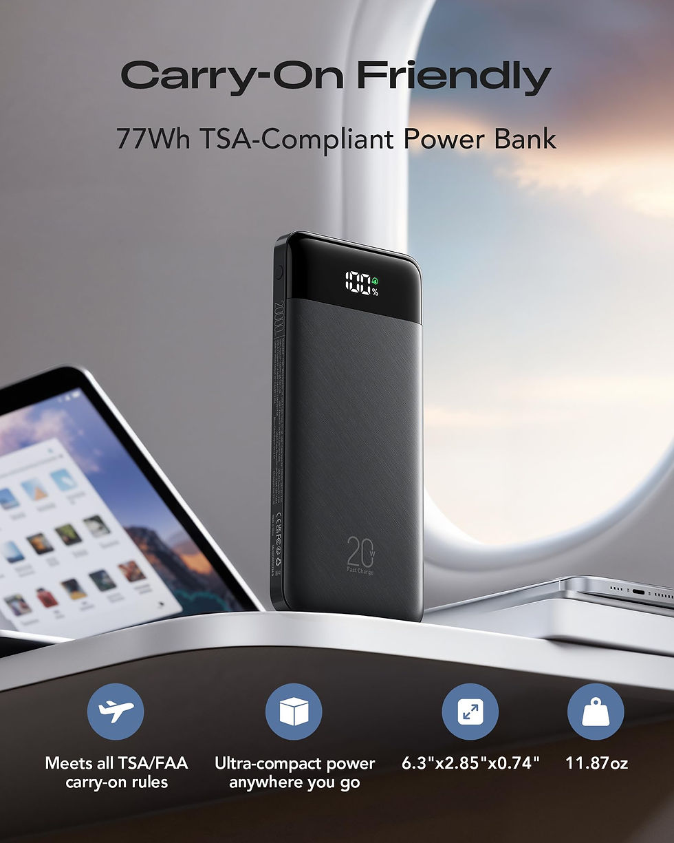 Thumbnail: TSA-compliant 77Wh power bank, 100% charged, carry-on friendly