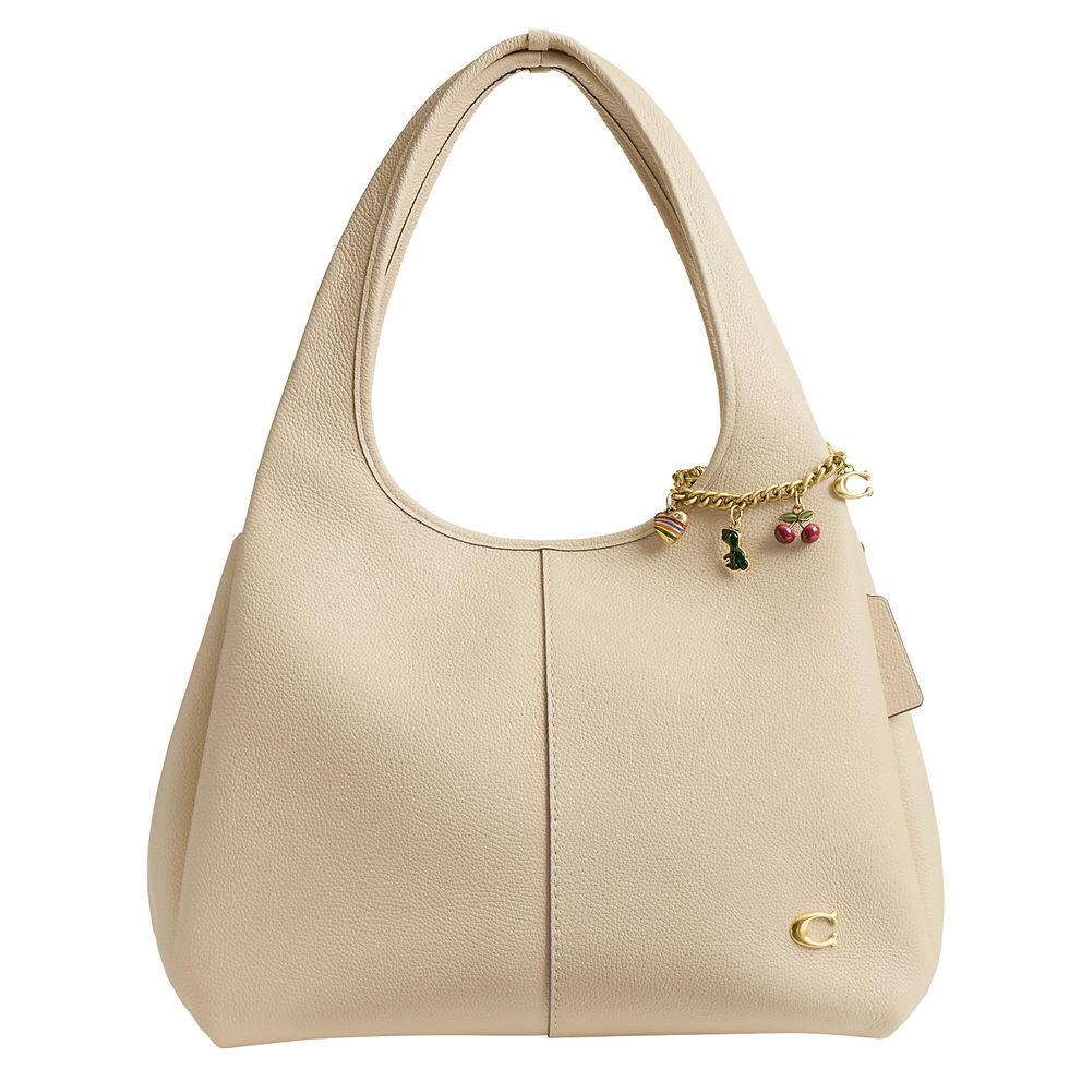 Cream hobo bag with charms and C logo