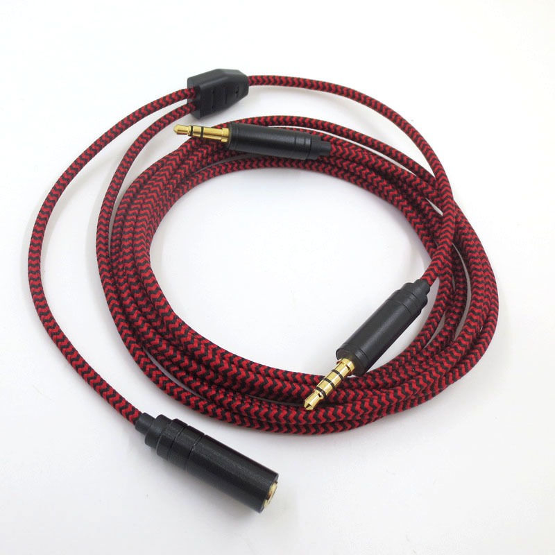Red braided 3.5mm audio extension cable