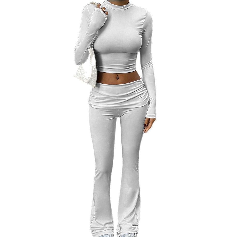Thumbnail: White spicy style long-sleeve top and yoga pants