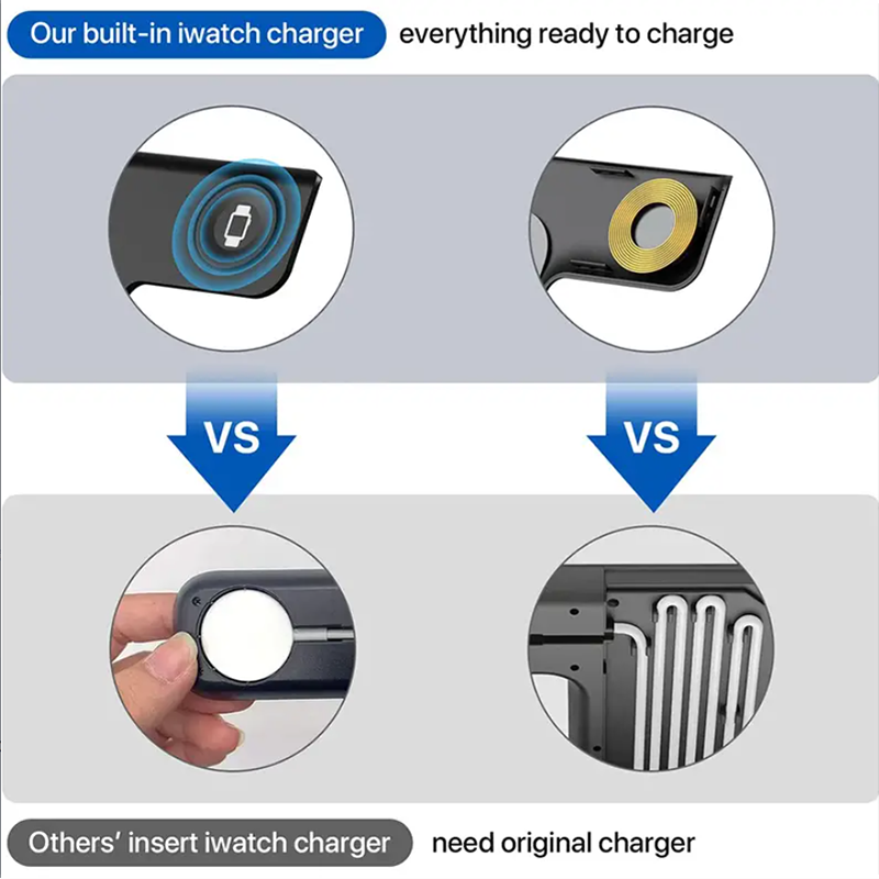 Thumbnail: Built-in iWatch charger ready to use vs. others needing original