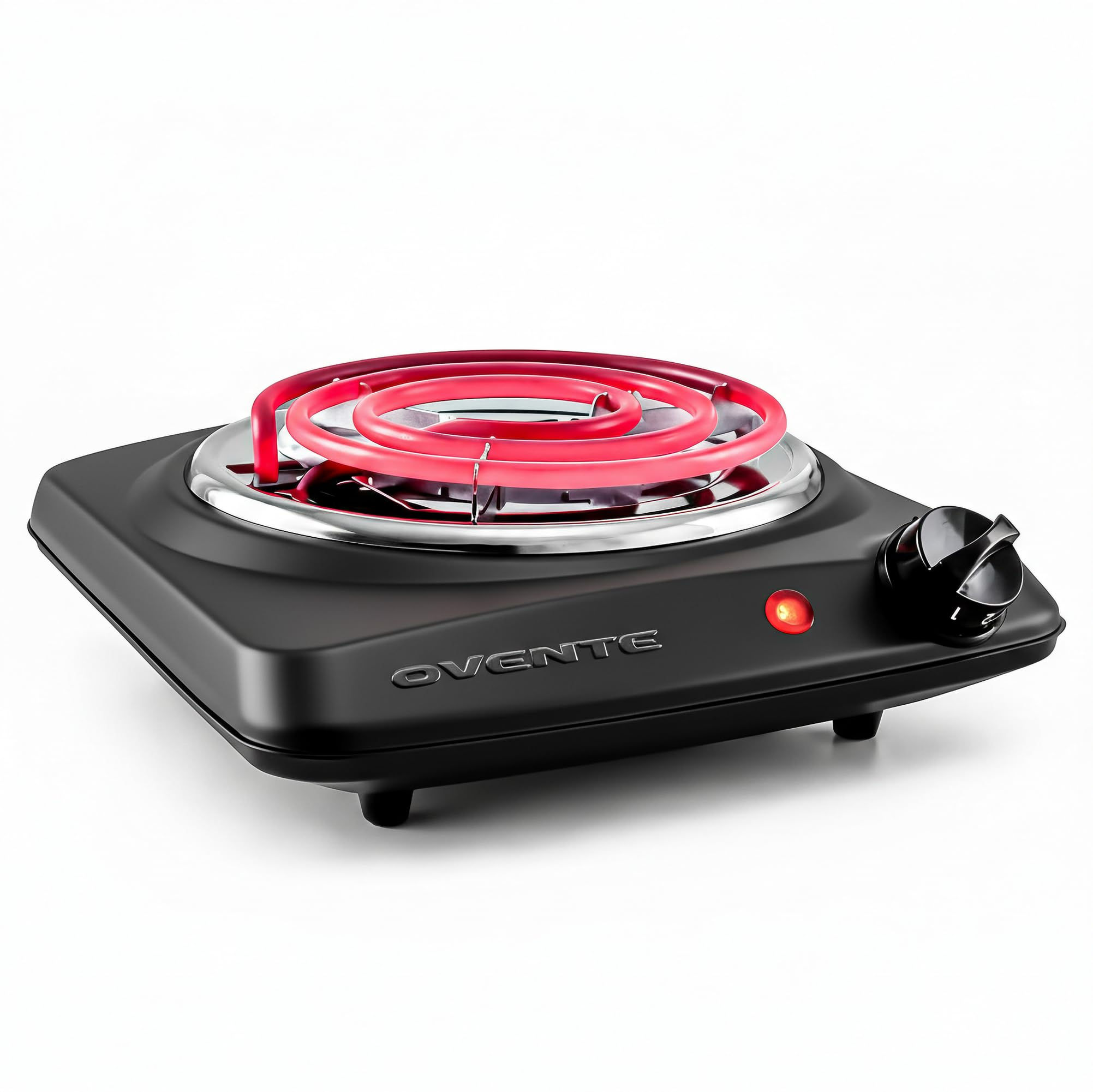 OVENTE BGC101B Single Coil Electric Burner 1000W with Adjustable Temperature