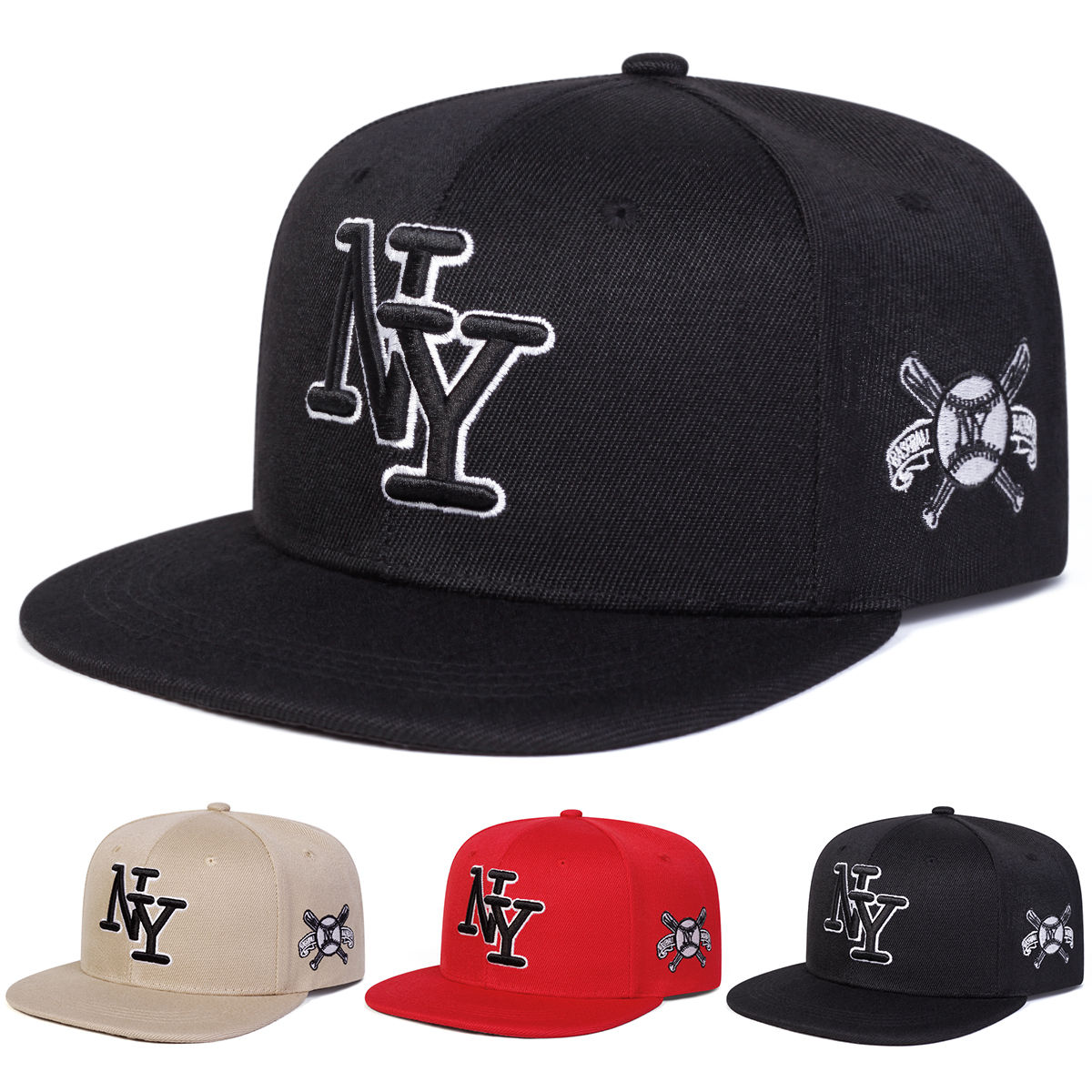 Black baseball cap with NY logo and baseball emblem