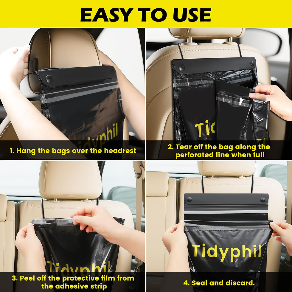 Thumbnail: 50‑Pack Disposable Car Trash Bags Leak‑Proof 2‑Gallon Stick‑On Garbage Bags
