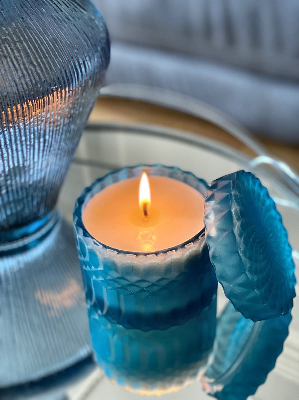 Thumbnail: Limited Edition Frosted Blue Flat Lidded Vegan CocoSoy Candle