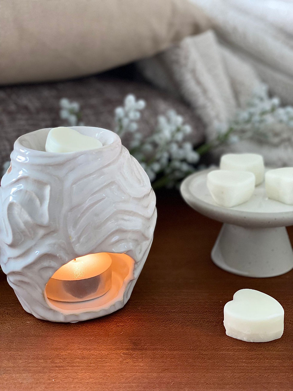Thumbnail: Organic Coral Ceramic Oil Burner / Wax Melter 