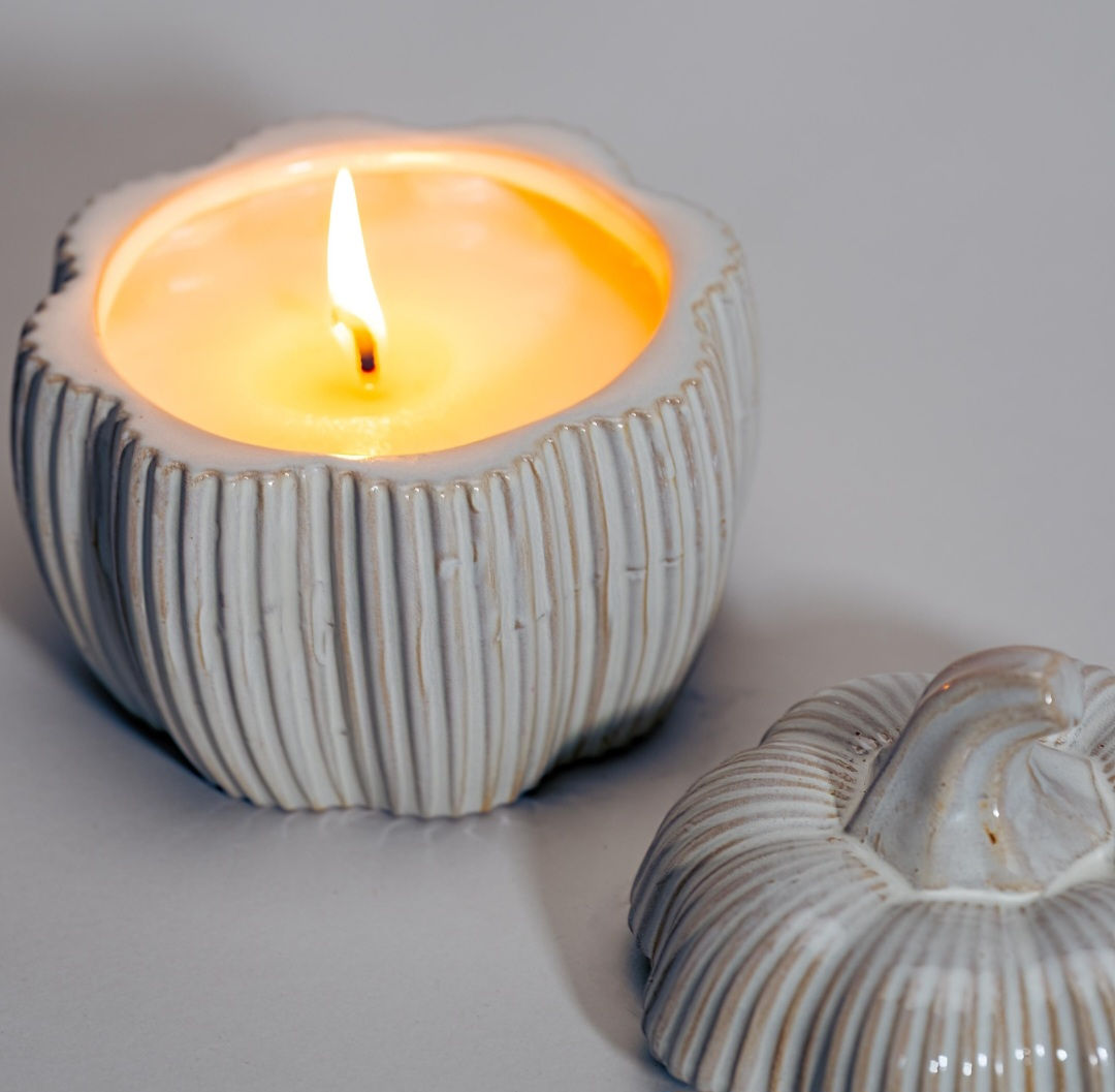 Natural Ceramic CocoSoy Lidded Pumpkin Candle