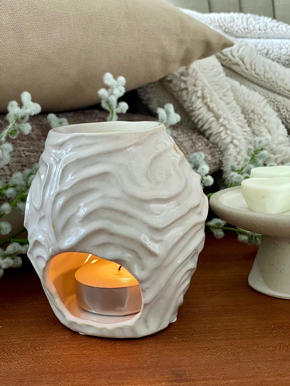 Thumbnail: Organic Coral Ceramic Oil Burner / Wax Melter 
