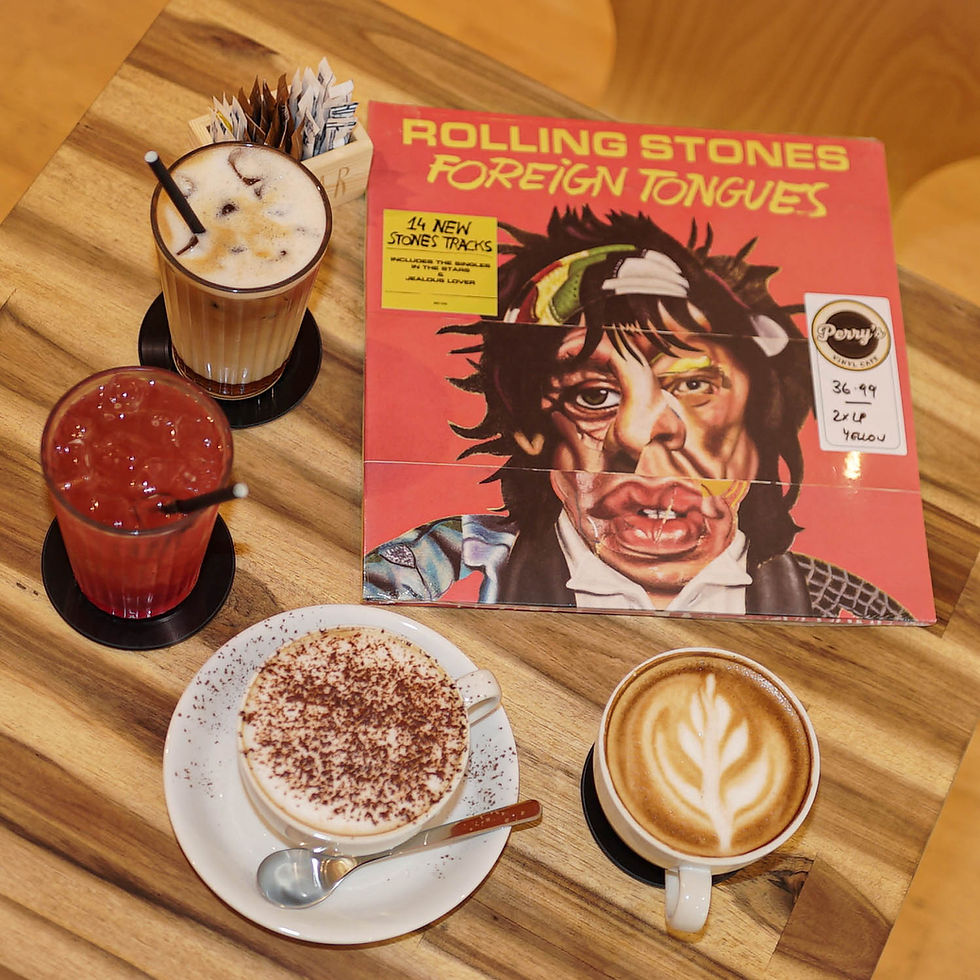 Image of records in the cafe