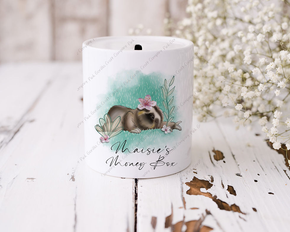 Money Box, Personalised money box, Coin bank, Sloth money box, Piggy Bank, Savin