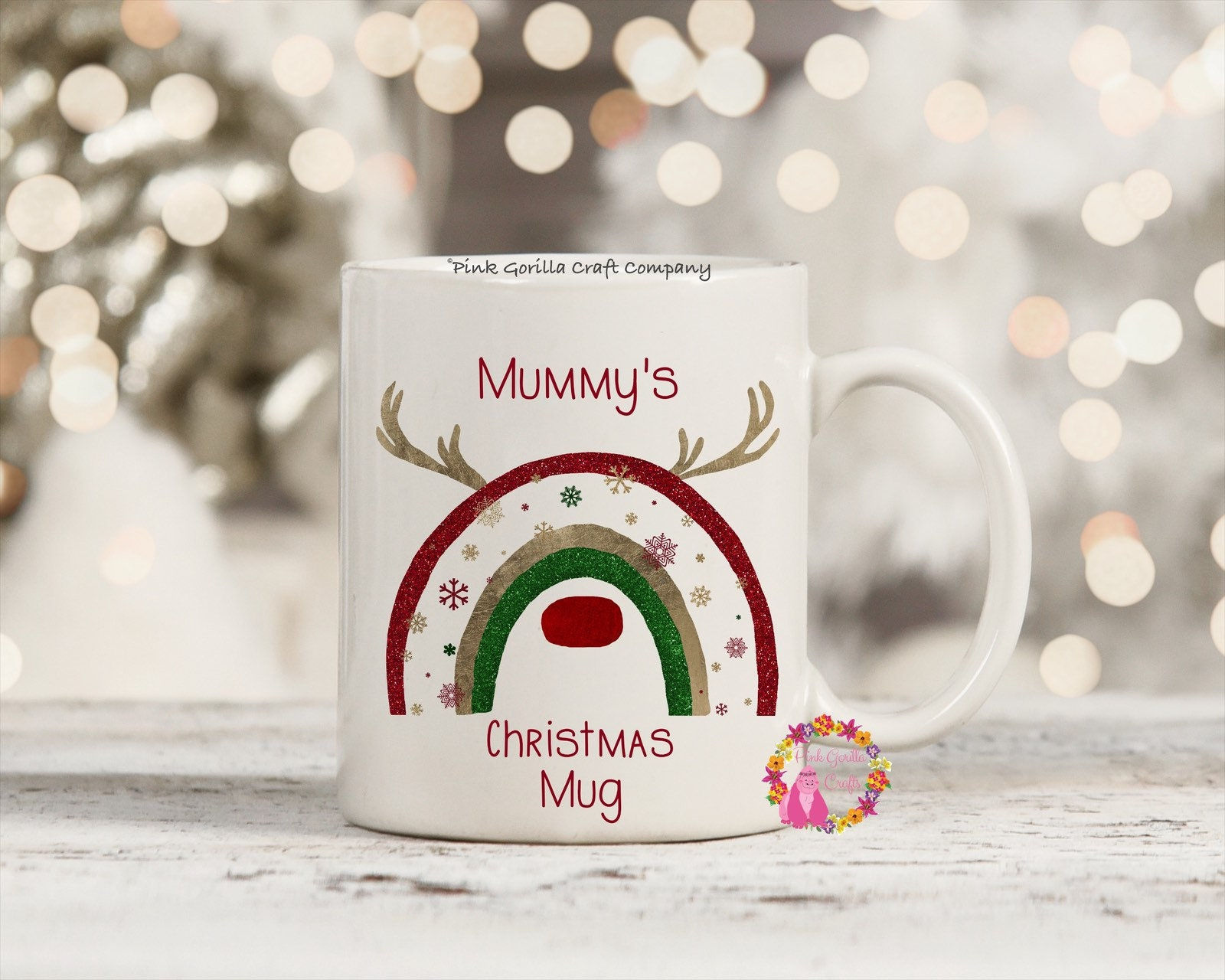 Christmas Mug, Personalised Mug, Christmas Gift, Reindeer, Chocolate Mug, Christ