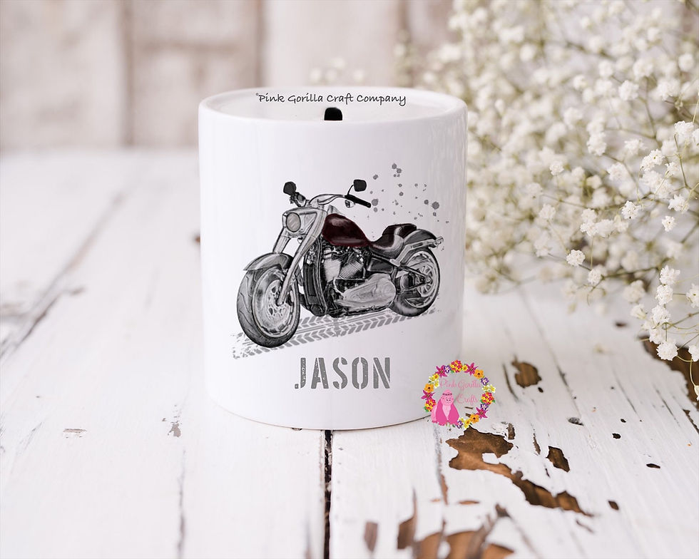 Thumbnail: Money Box, Personalised money box, Coin bank, Motorbike money box, Piggy Bank, S