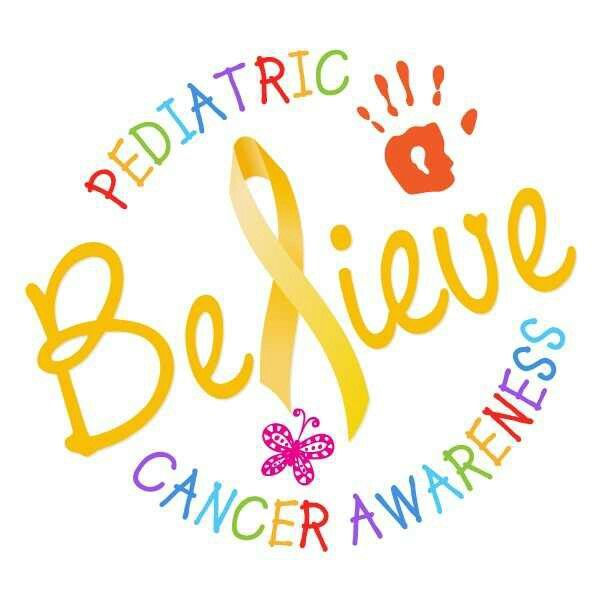 Text: believe pediatric cancer awareness