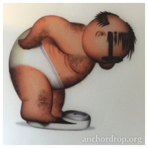 Cartoon man on scale