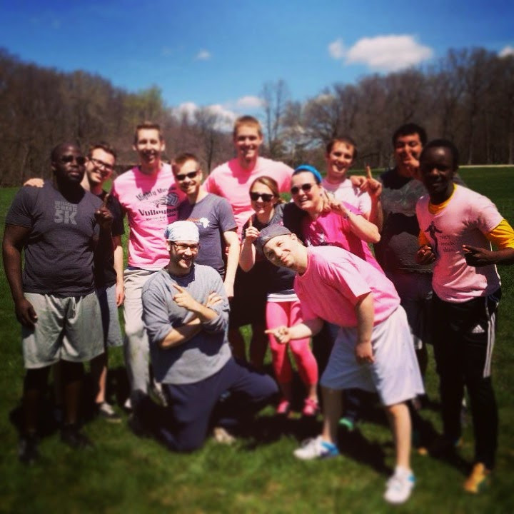 group of friends getting ready to play kickball