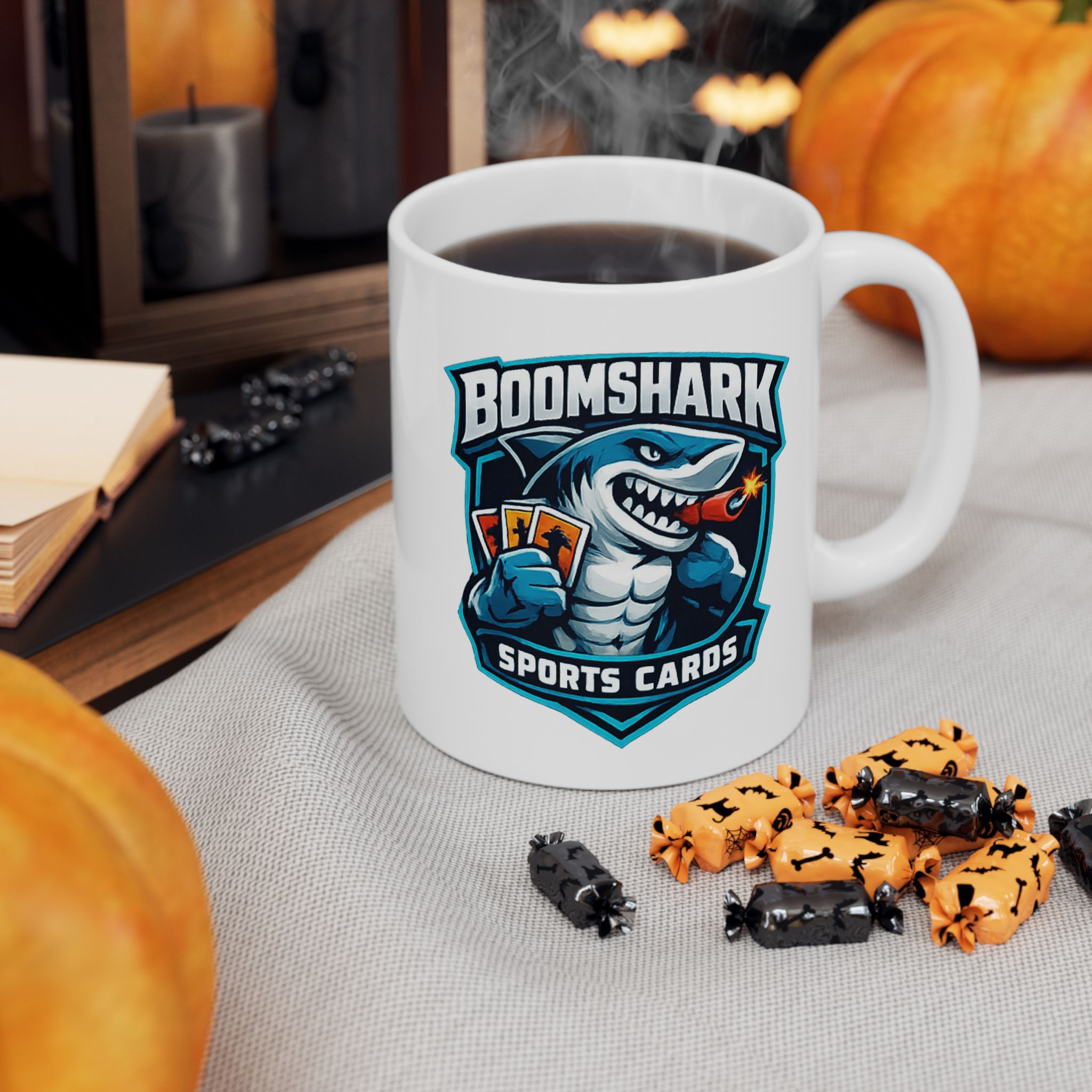 Bomb Shark Mascot Logo Mug | Ceramic Coffee Cup, Sports Team Design