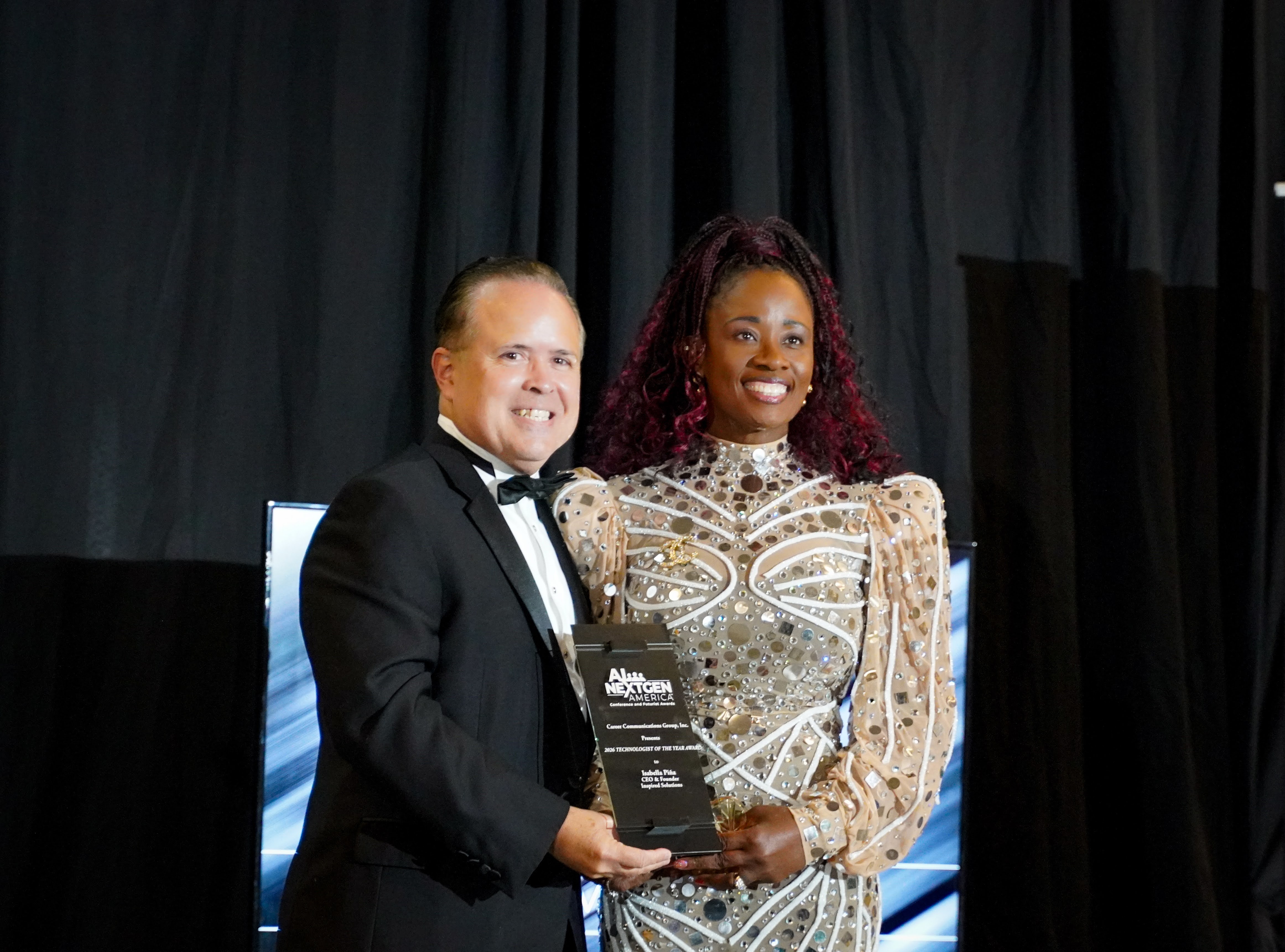 Rick and Isabella Piña at the 2026 AI NEXTGEN America Futurist Awards in Baltimore.