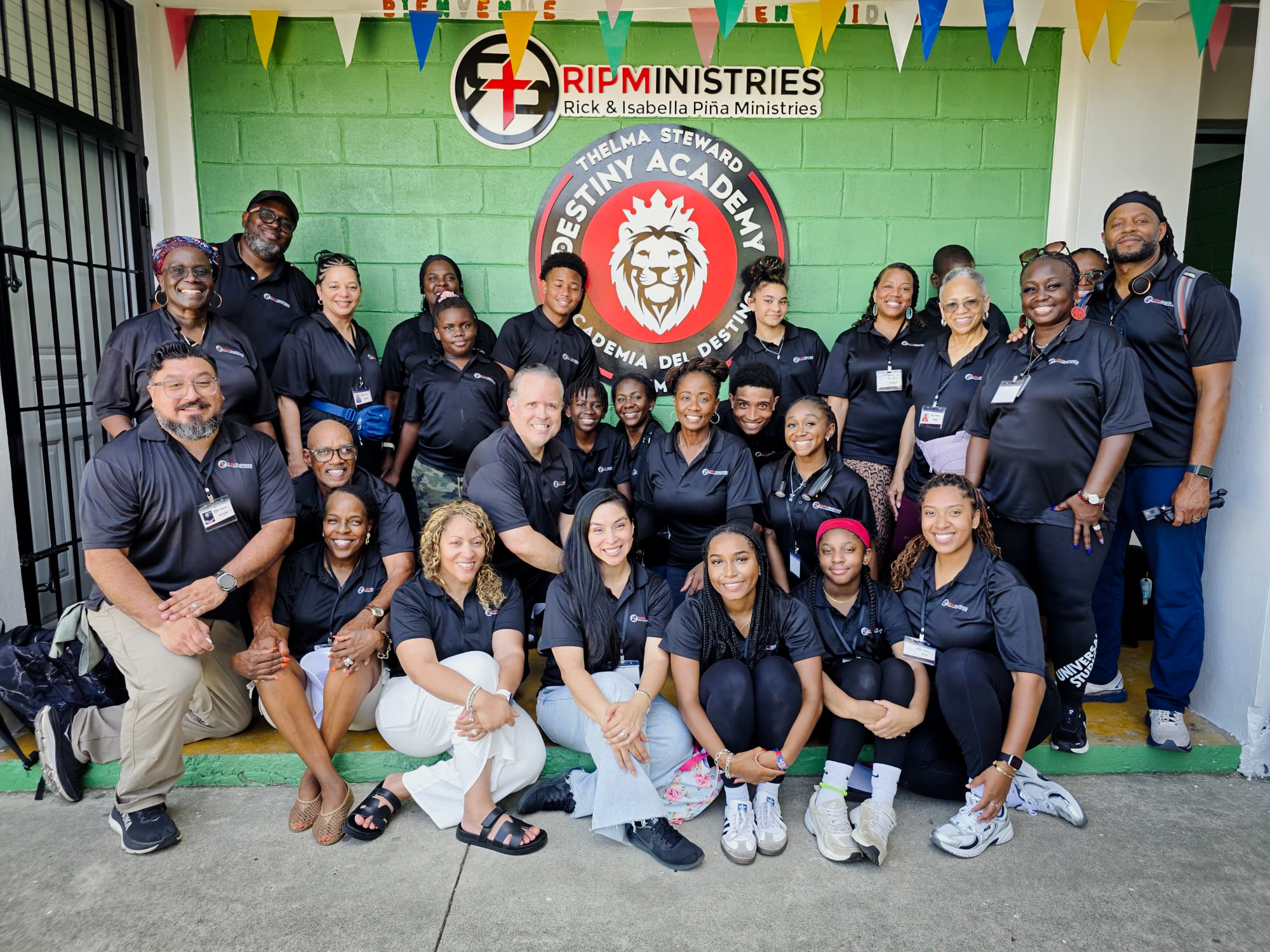 The Inspired Solutions and Rick and Isabella Pina Ministries mission team at Thelma Steward Destiny Academy in the Dominican Republic