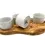 Miniature : Planche de service avec 4 bols en porcelaine, bois d'olivier