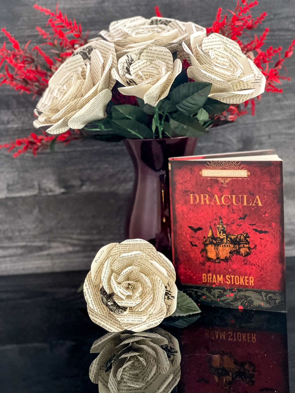 Thumbnail: Unique Dracula Book Page Flowers - 3 Size Options