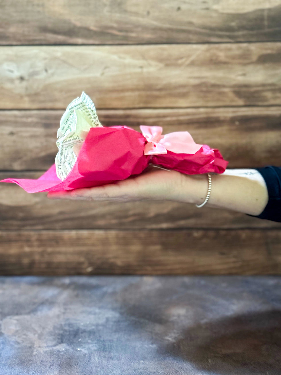 Thumbnail: Set of handmade Agatha Christie roses showing single stems and bundled mini bouquet side by side.