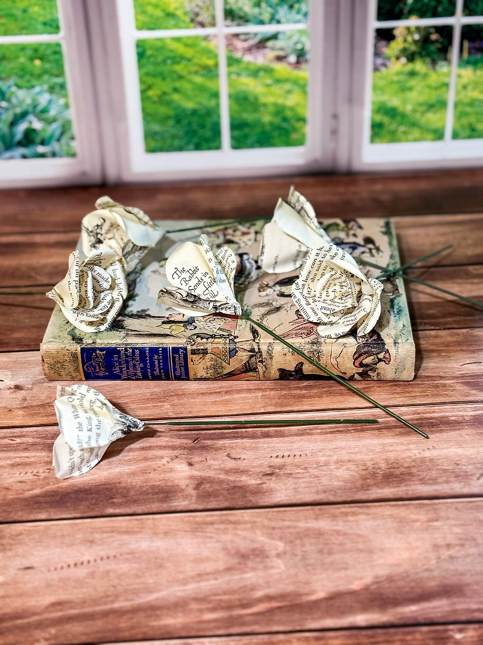 Thumbnail: Handmade Mini Rose Bouquet from Alice's Adventures in Wonderland Book Pages