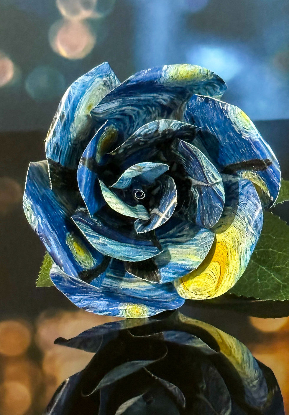 Thumbnail: Handmade Paper Roses Inspired by Van Gogh’s The Starry Night - 3 Size Options