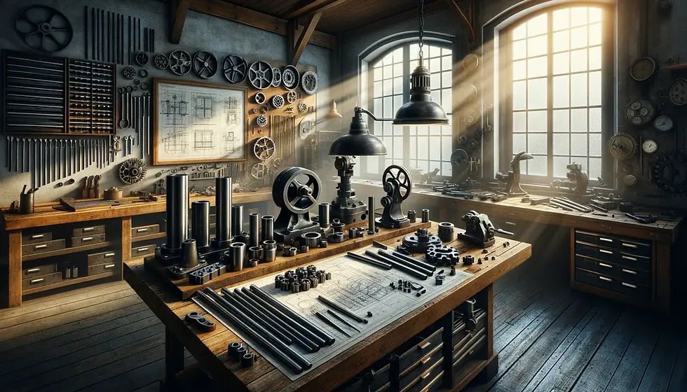 DALL·E 2024-03-08 09.18.07 - Create an image of a mechanical workshop. The scene is set in