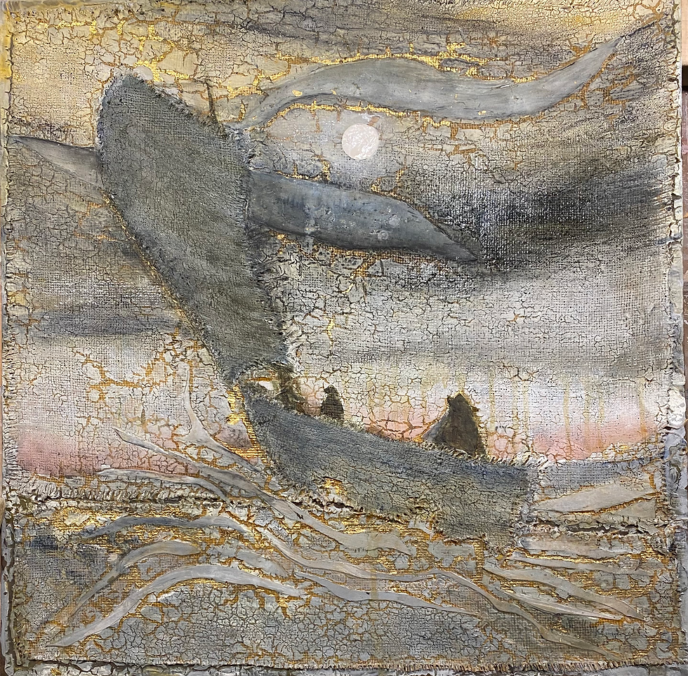 Thief of The Toilers ~ homage to Ryder (24X24 burlap,plaster,goldleaf).heic