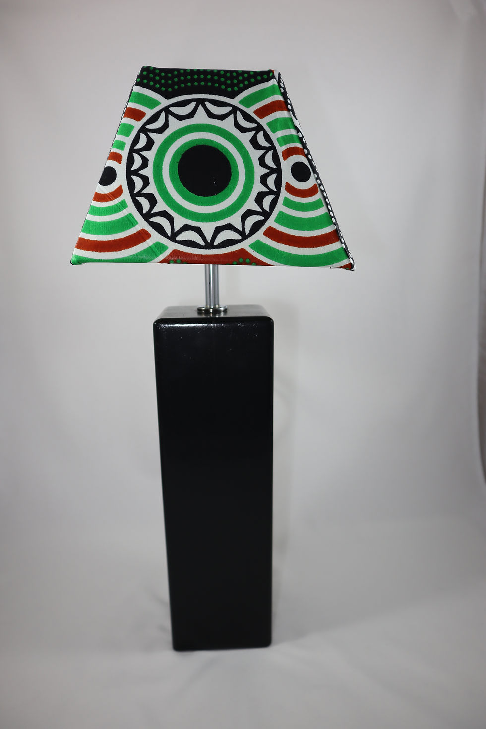 Thumbnail: Tall wood wax print table lamp