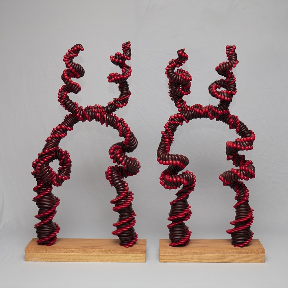 Red Double Helix in Wood 2011