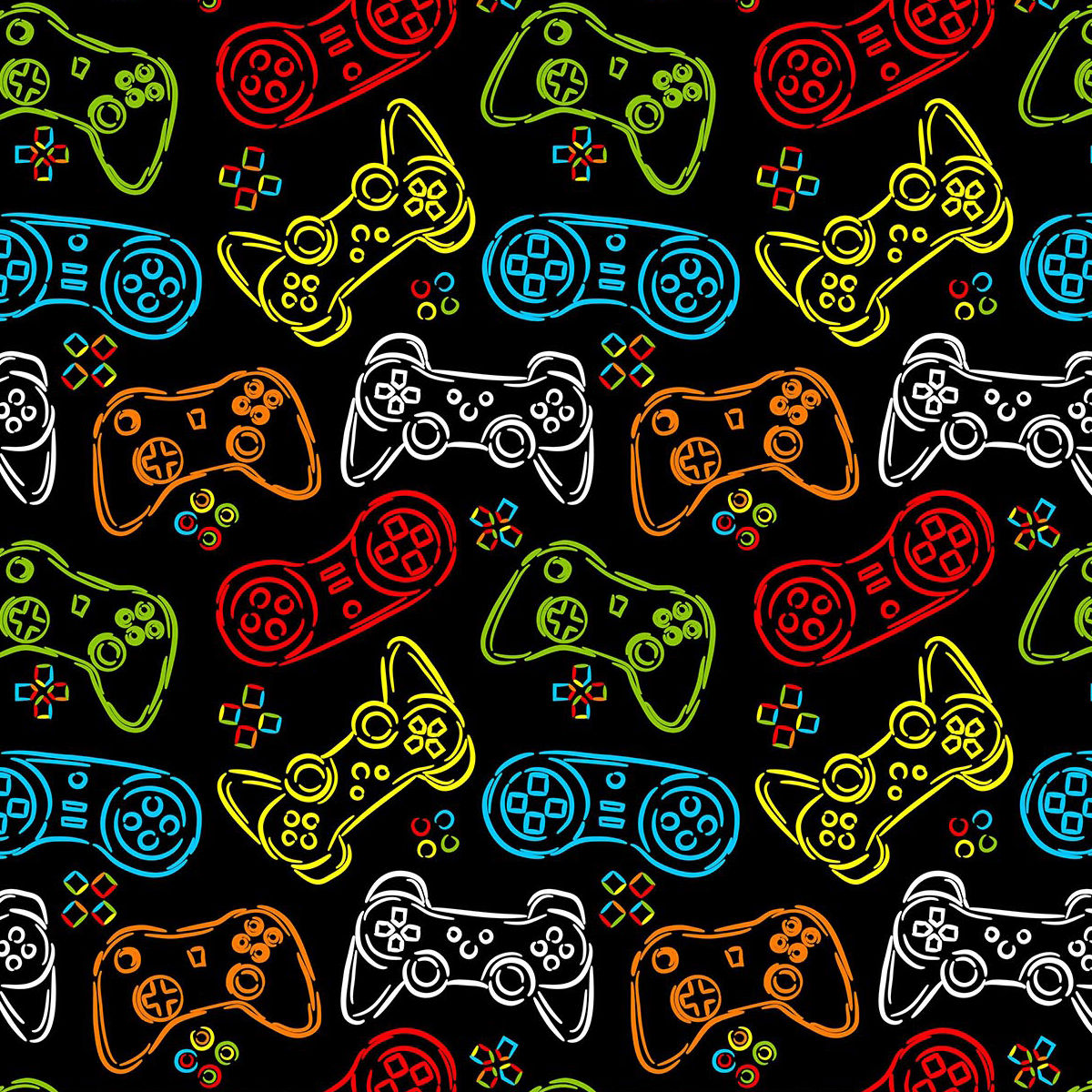 Lets Game - Controller outlines on Black