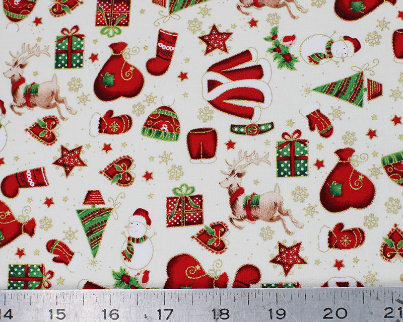 Christmas Motif Metallic on Ivory