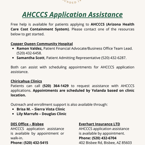 AHCCCS Application Assistance