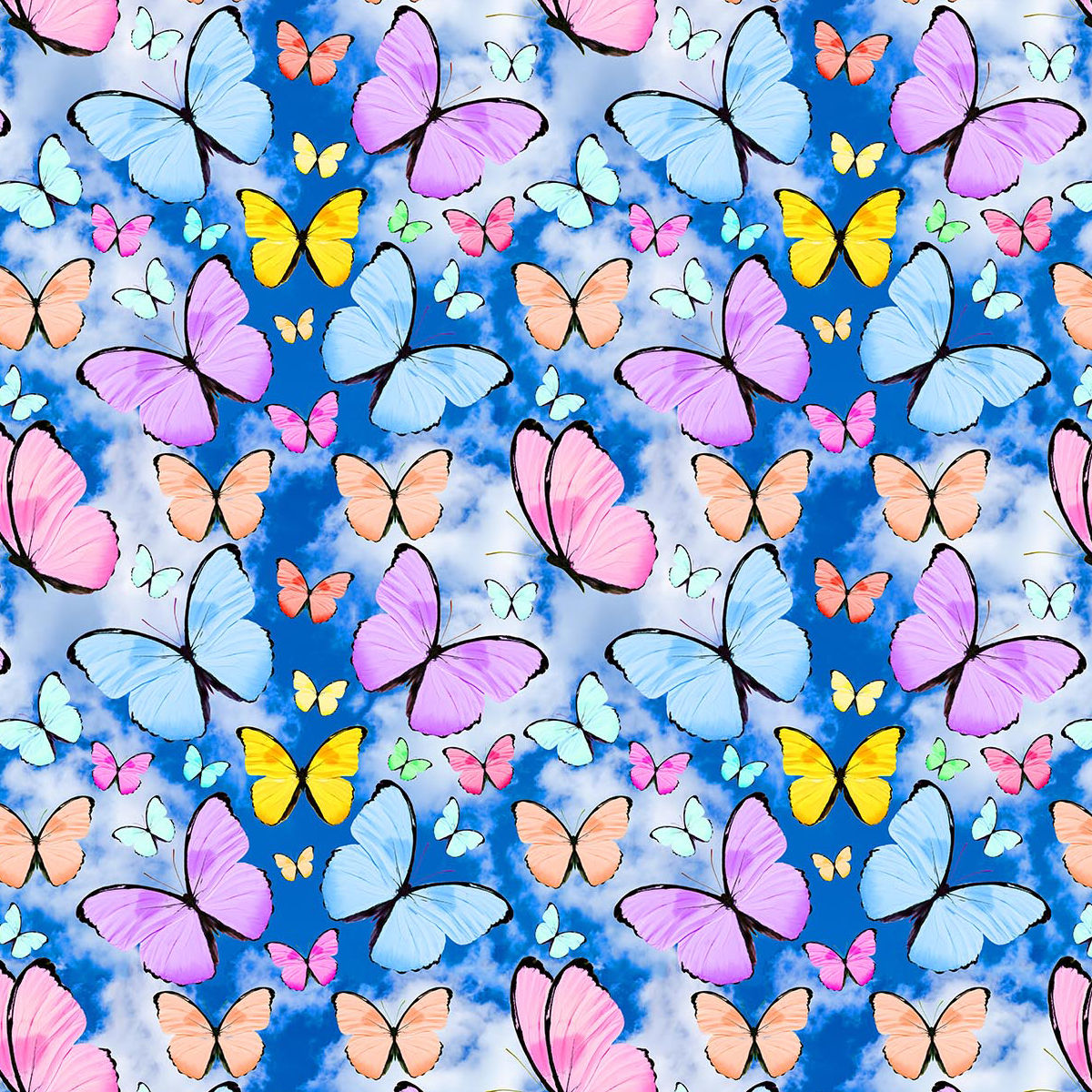 Butterflies on Sky Background