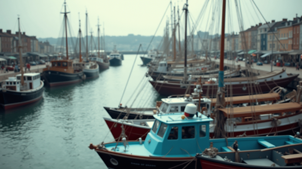 Eye-level view of a busy harbour with various types of crafts
